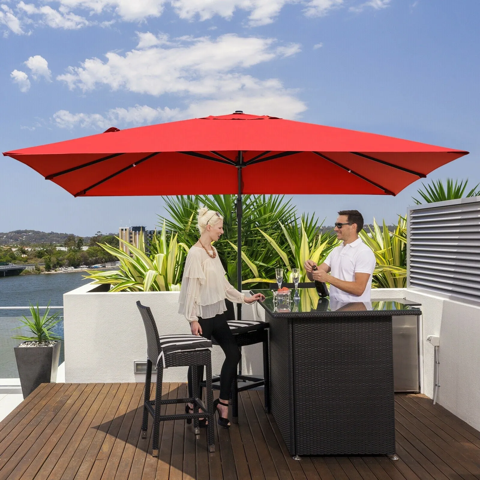 10 x 13ft Rectangular Cantilever Umbrella - Orange