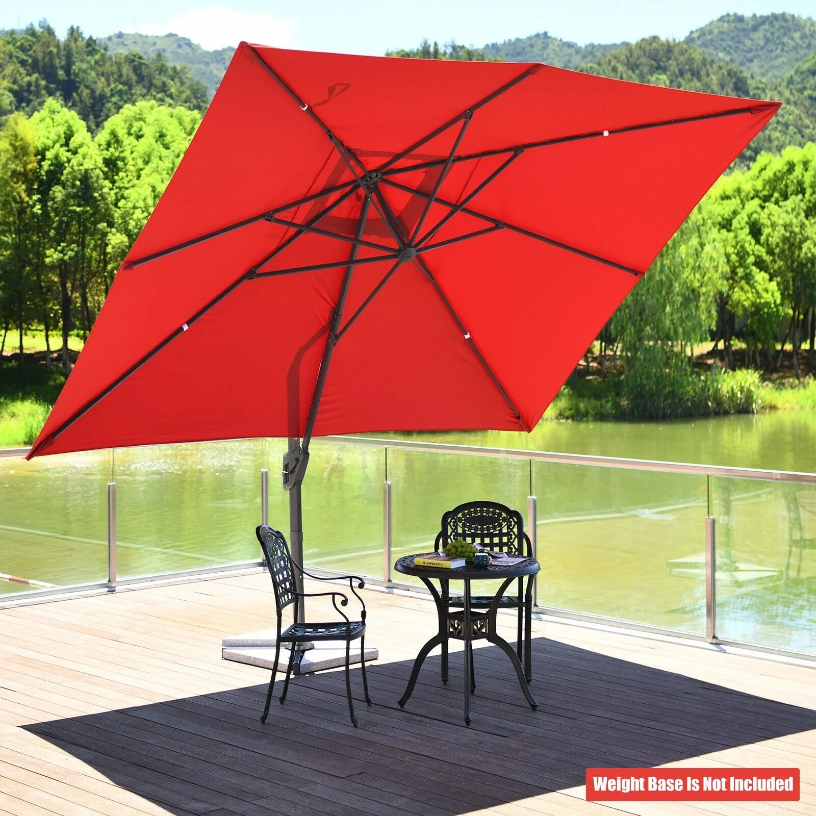 10 x 13ft Rectangular Cantilever Umbrella - Red