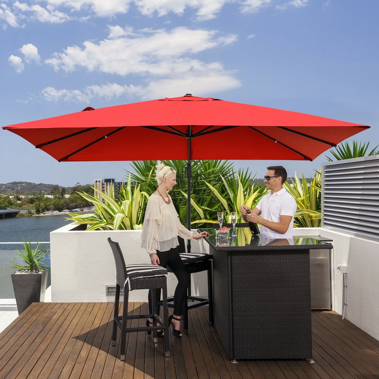 10 x 13ft Rectangular Cantilever Umbrella - Red