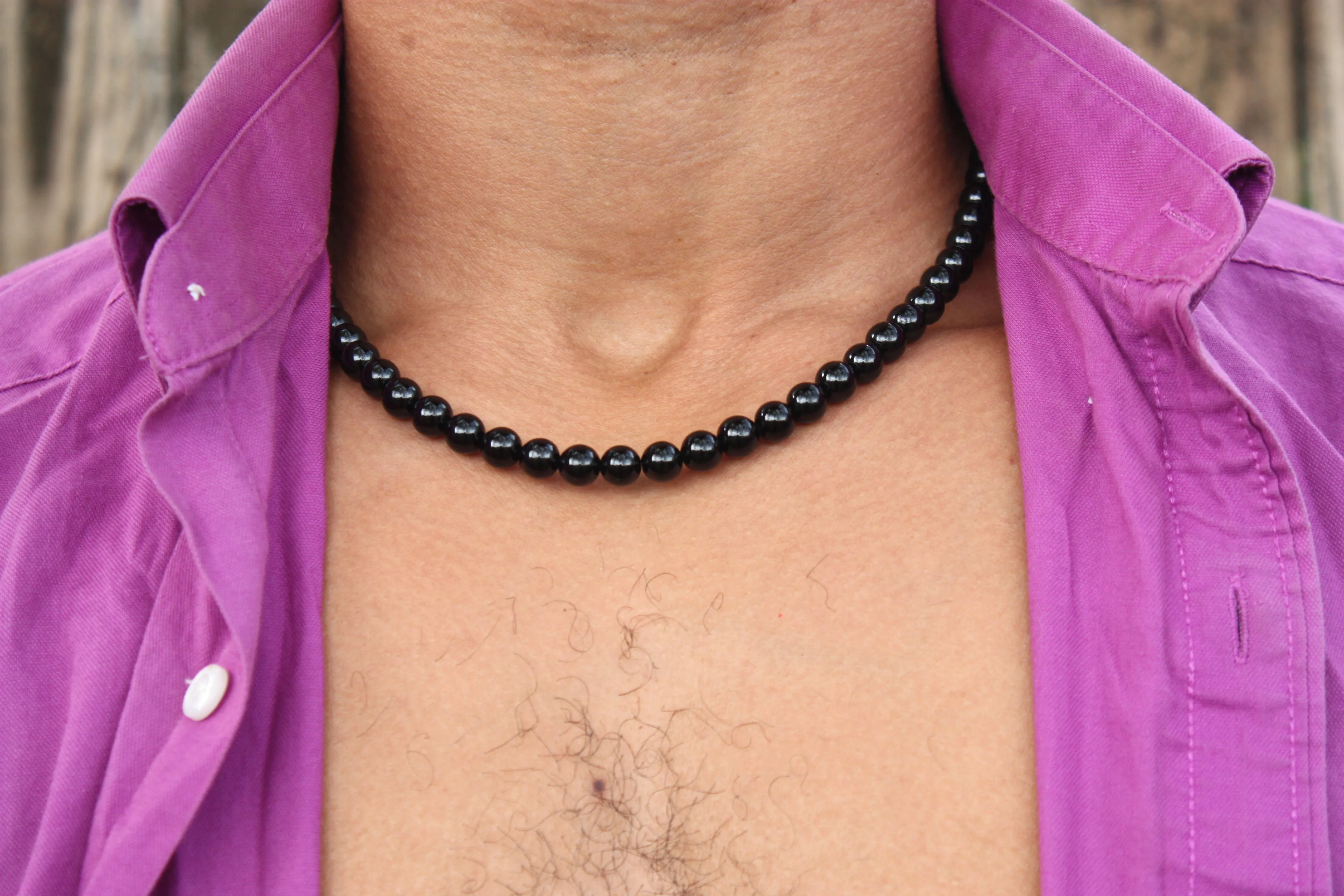 19 inch Black Tourmaline Necklace 8mm