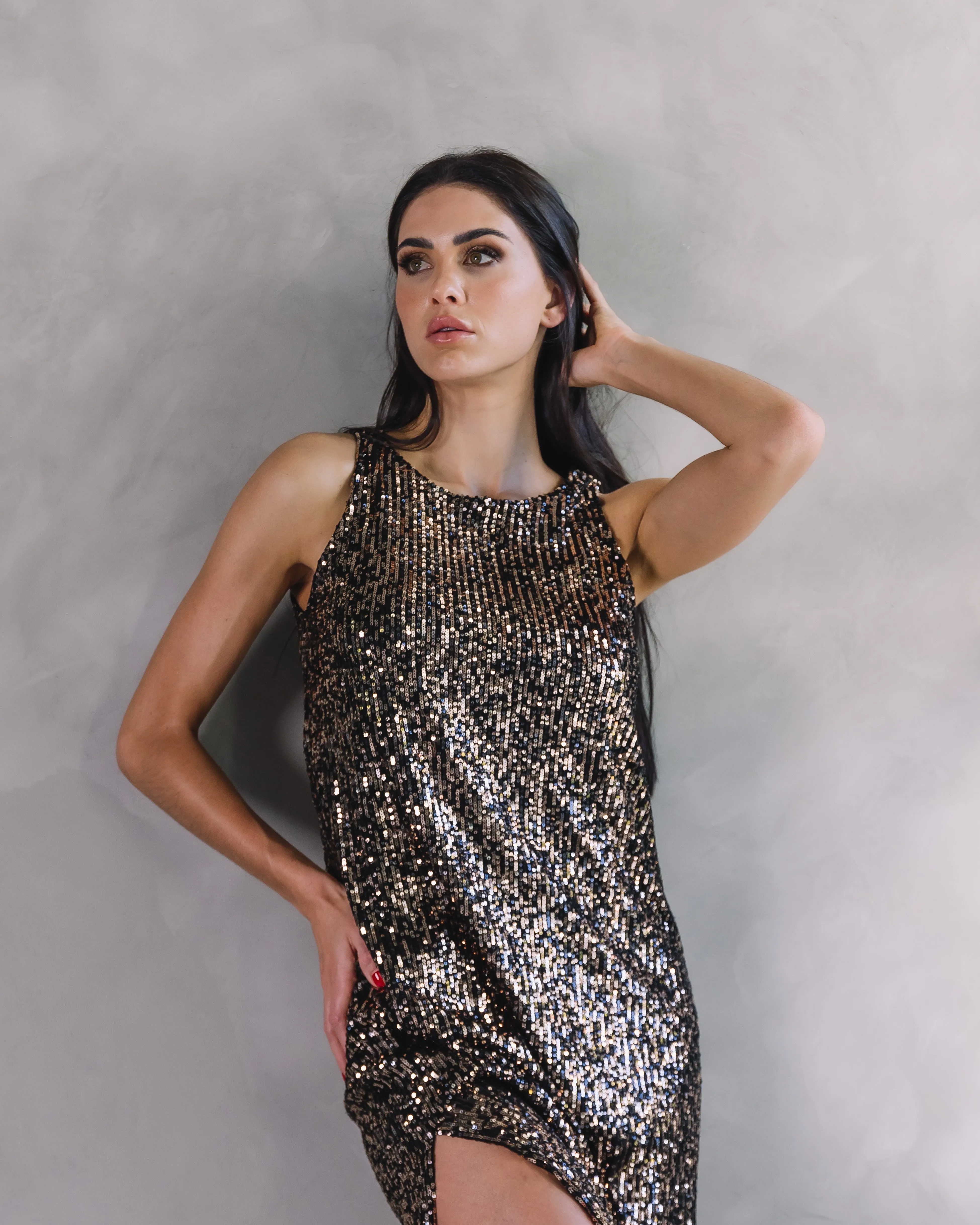 Bella Dress | Black Sequin