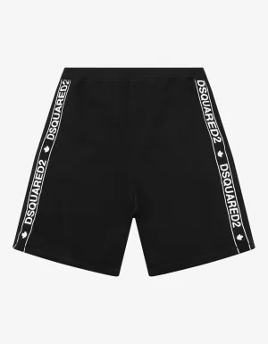 Black Logo Tape Sweat Shorts -