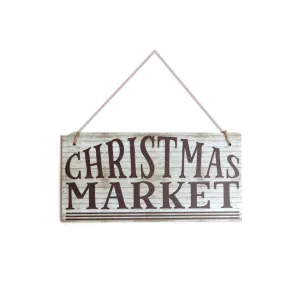 Christmas Market Wooden Sign 10x20cm 1020002