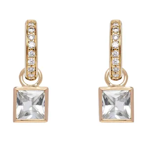 Diamond Hoops and Square Detachable Droplets - White Sapphire