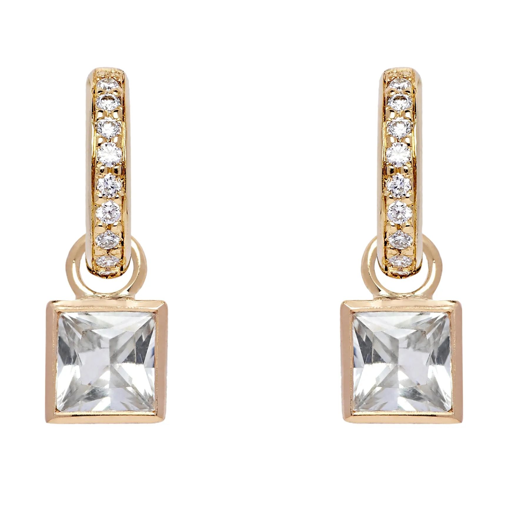 Diamond Hoops and Square Detachable Droplets - White Sapphire