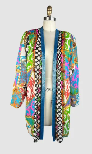 DIANE FREIS 80s Baroque Print Beaded Silk Jacket  • Small