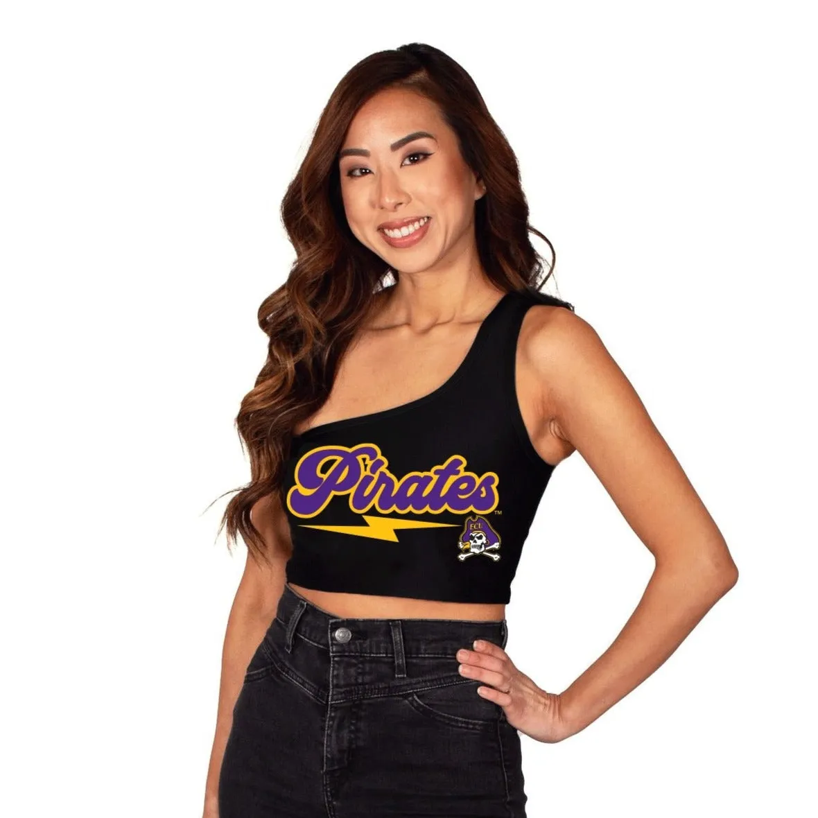 ECU Pirates Lightning One Shoulder Top