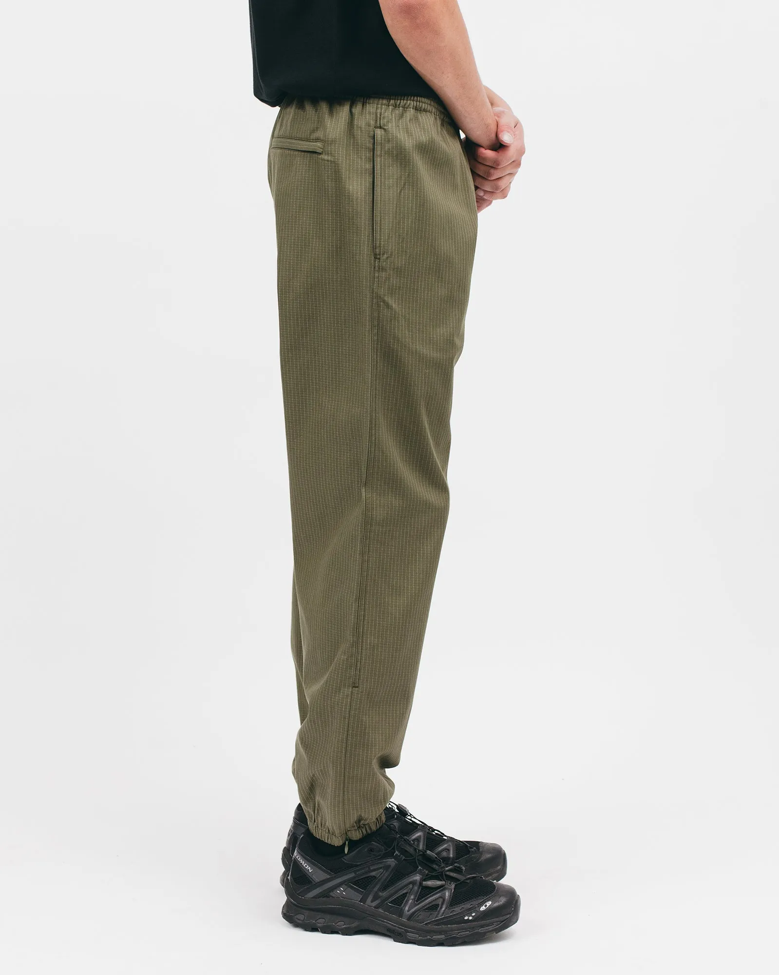 Elastic Track Trouser - Olive Grid