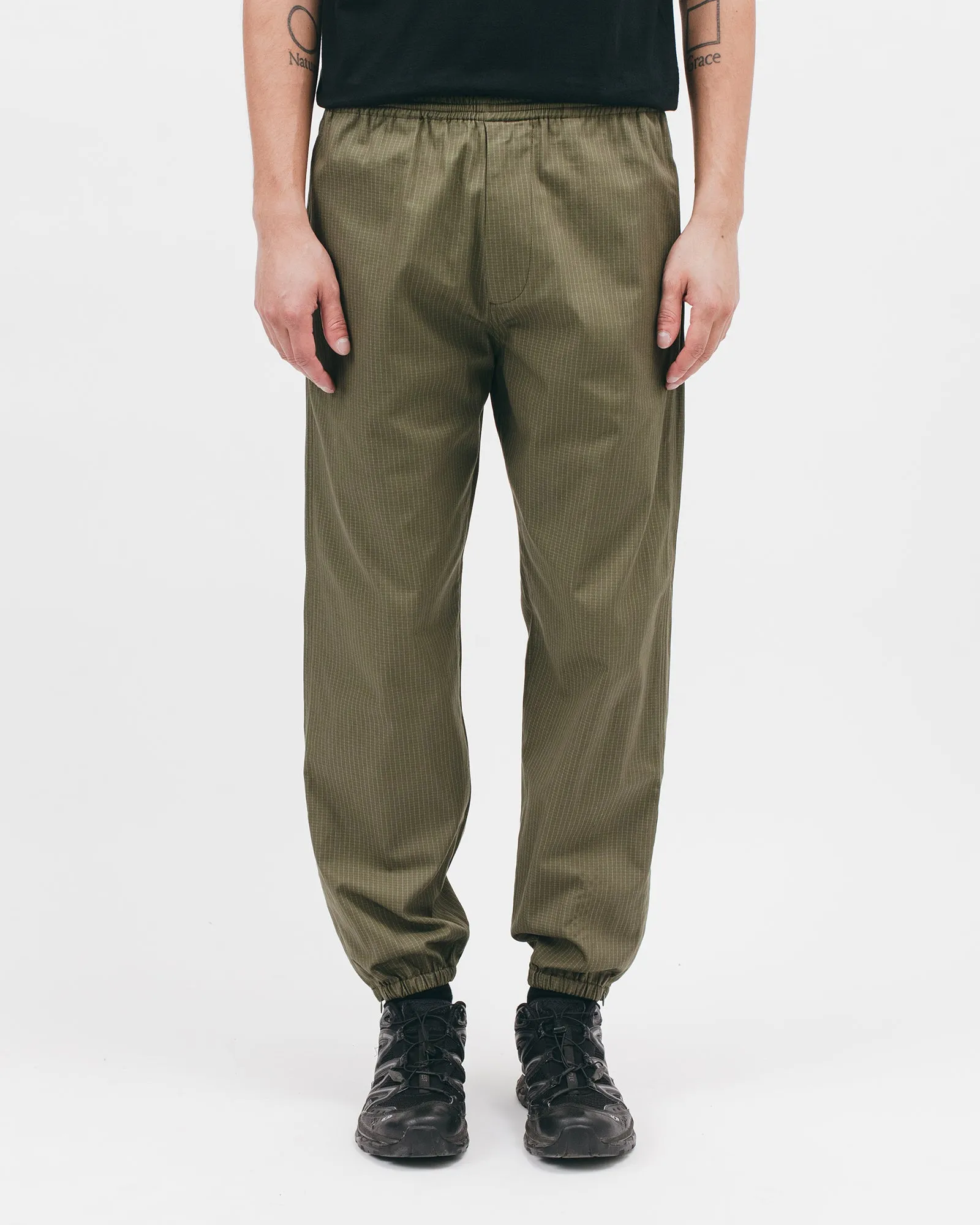 Elastic Track Trouser - Olive Grid