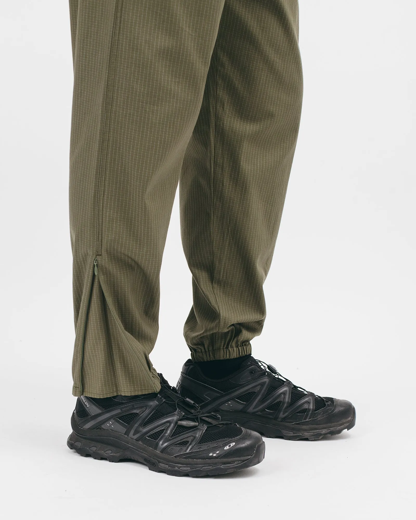 Elastic Track Trouser - Olive Grid