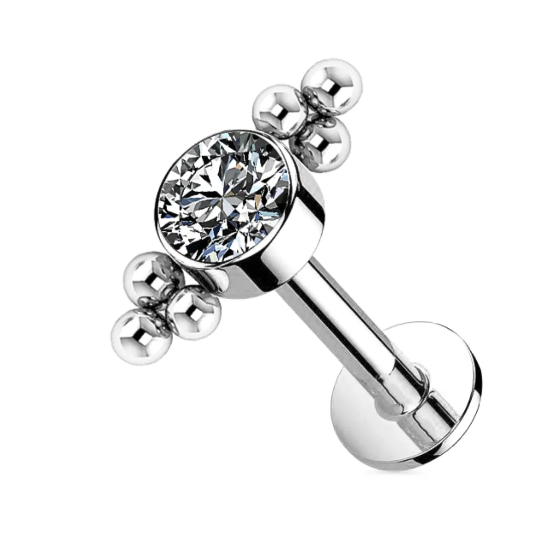 G23 Titanium Internally Threaded CZ 6 Beads Cluster Labret