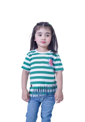 Green Striped Graphic T-Shirt