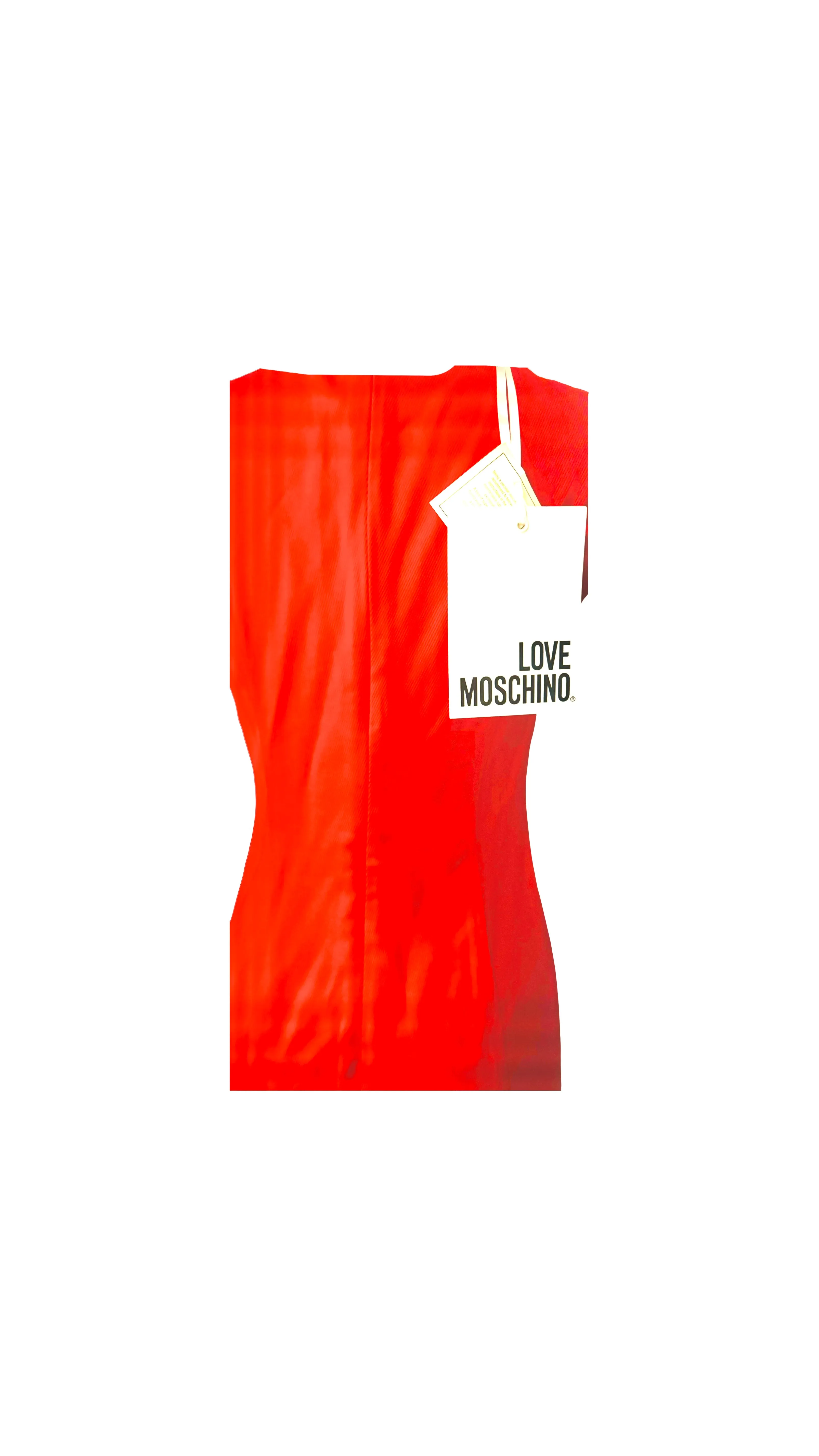 LOVE MOSCHINO RED SL SILVER HEART SHEATH DRESS