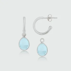 Manhattan Silver & Blue Topaz Interchangeable Gemstone Earrings