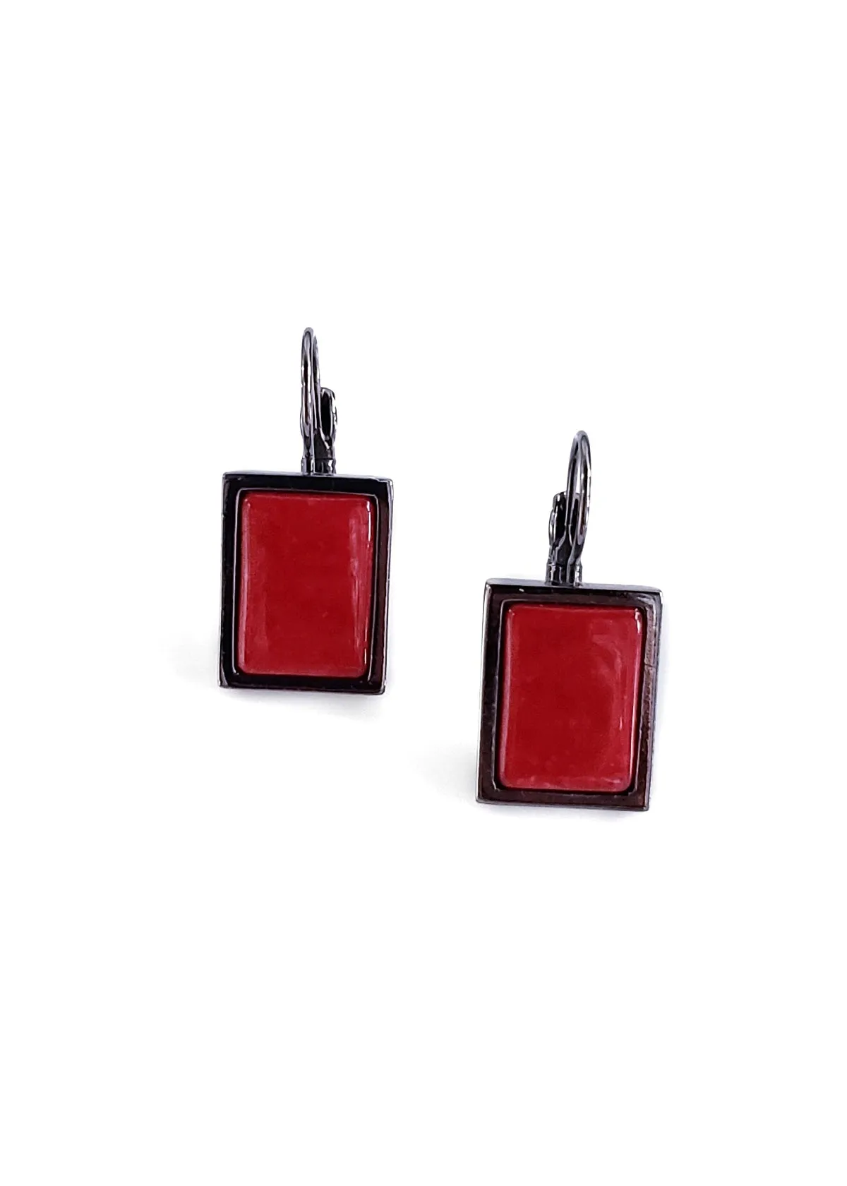 Myka - Ruthenium Red Quartz Euroback Earrings