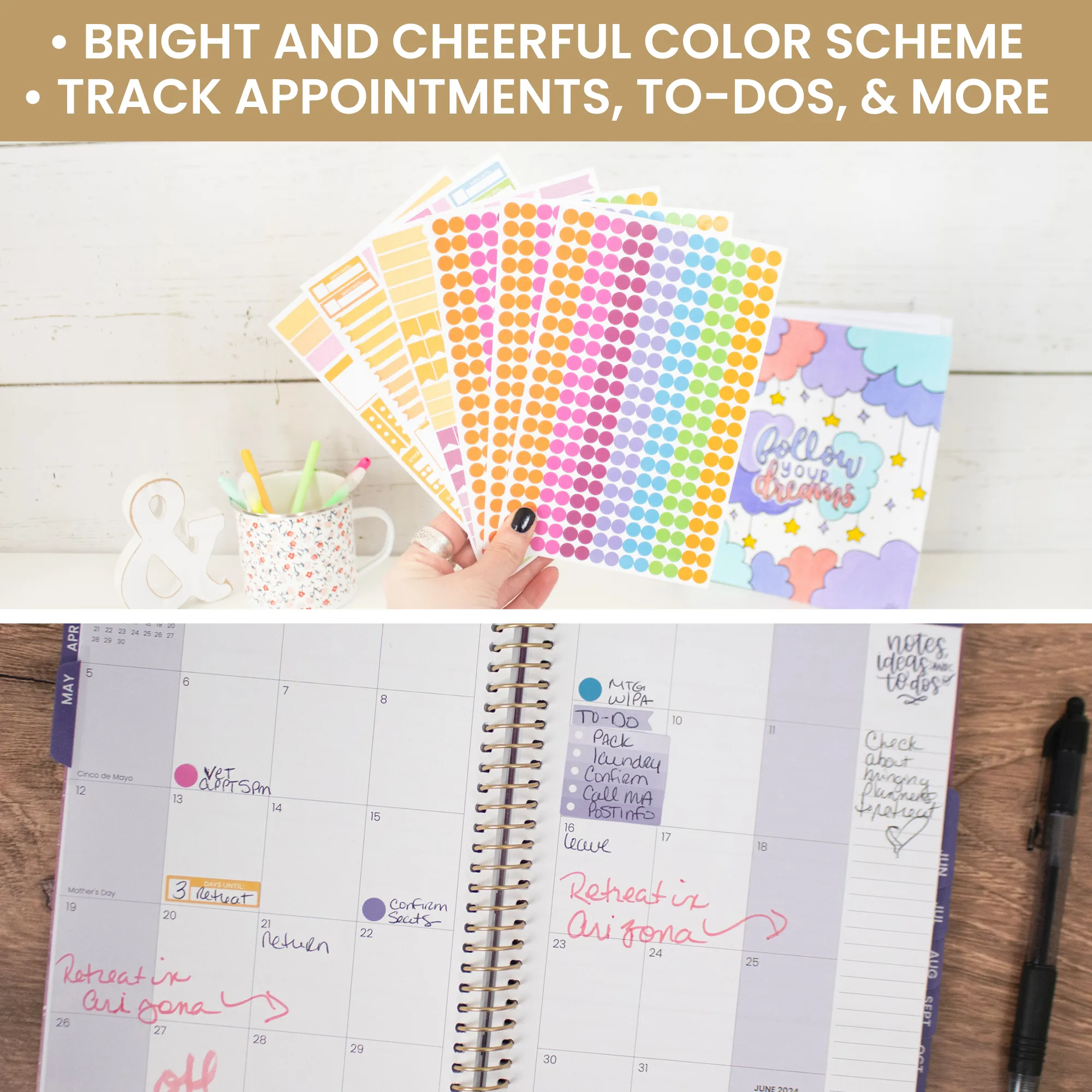 Planner Sticker Pack, Color Coding, Bright