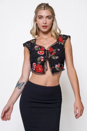 Roses & Roses Tie Front Top