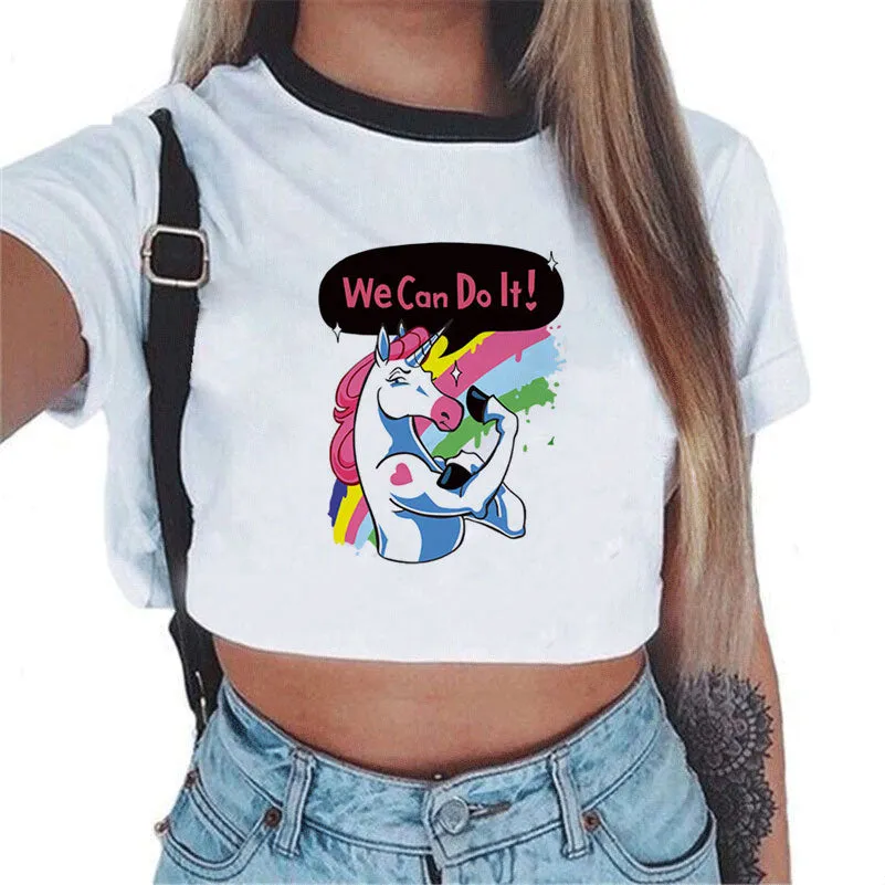 VenusFox Sexy Rainbow Unicorn Crop Top