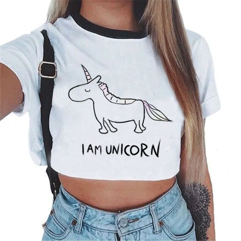 VenusFox Sexy Rainbow Unicorn Crop Top