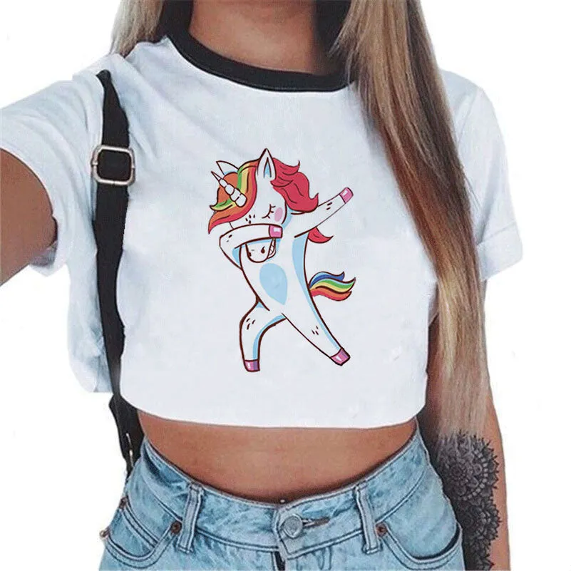 VenusFox Sexy Rainbow Unicorn Crop Top