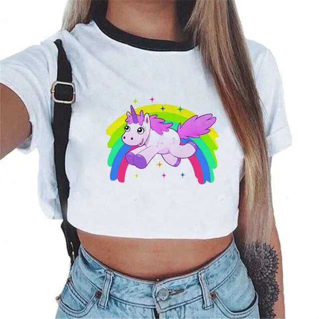 VenusFox Sexy Rainbow Unicorn Crop Top