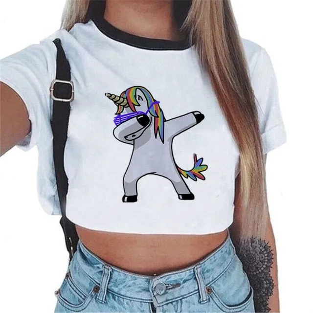 VenusFox Sexy Rainbow Unicorn Crop Top