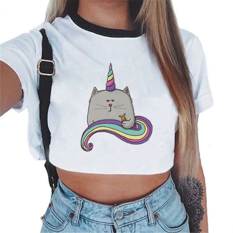 VenusFox Sexy Rainbow Unicorn Crop Top