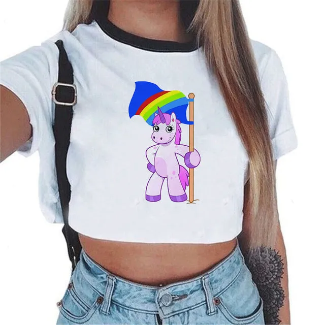 VenusFox Sexy Rainbow Unicorn Crop Top