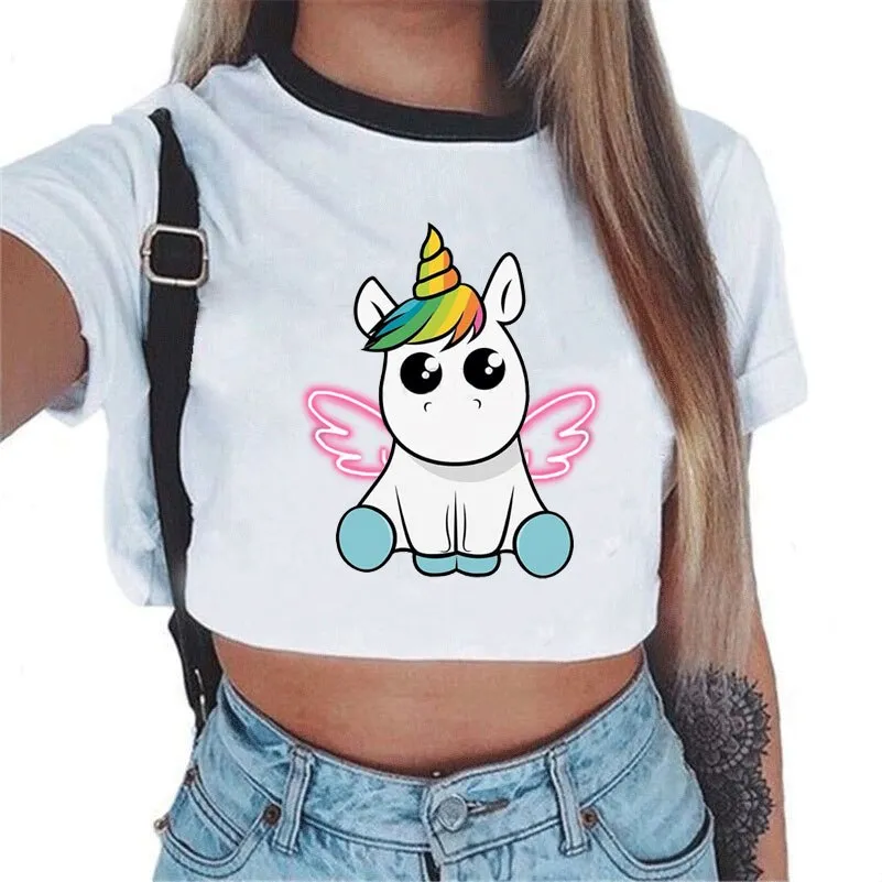 VenusFox Sexy Rainbow Unicorn Crop Top