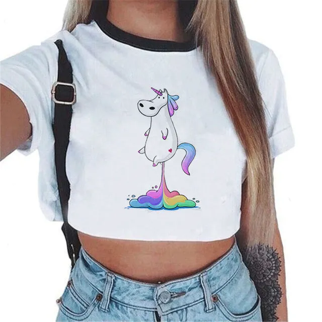 VenusFox Sexy Rainbow Unicorn Crop Top