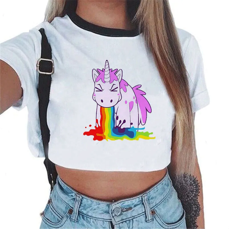 VenusFox Sexy Rainbow Unicorn Crop Top