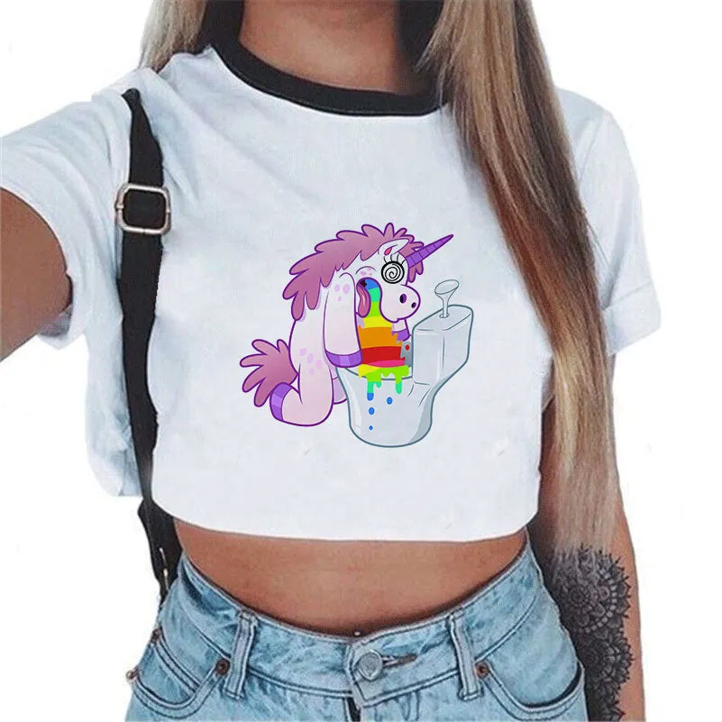 VenusFox Sexy Rainbow Unicorn Crop Top