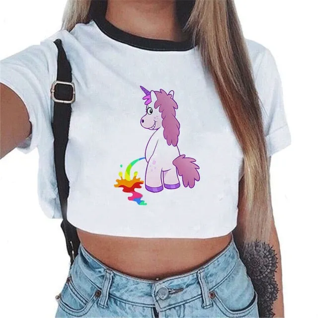 VenusFox Sexy Rainbow Unicorn Crop Top