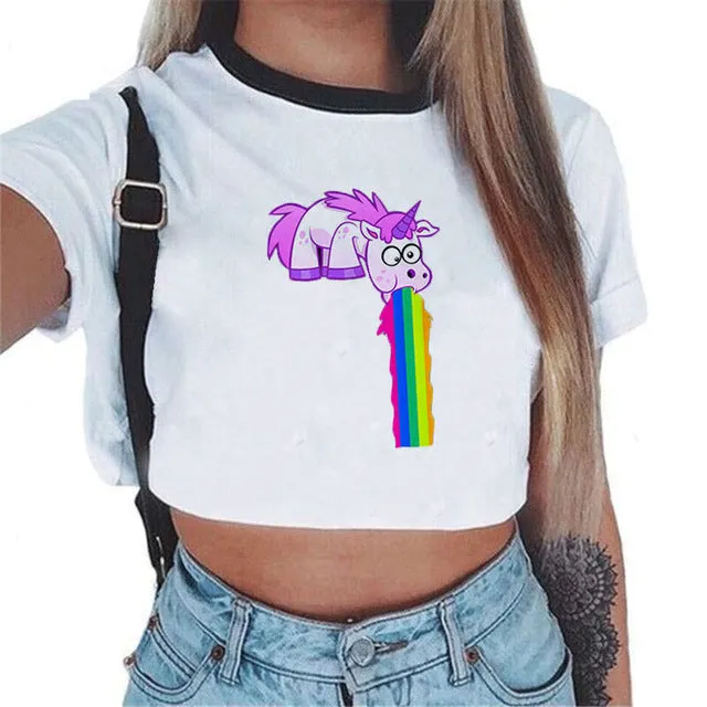 VenusFox Sexy Rainbow Unicorn Crop Top