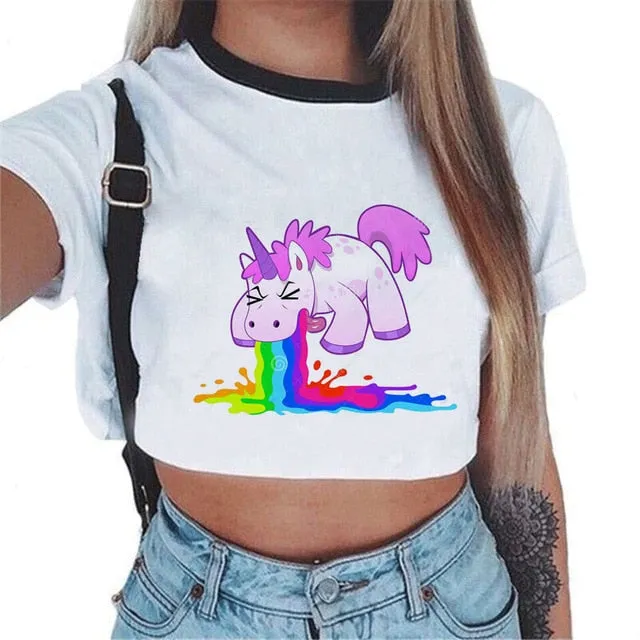 VenusFox Sexy Rainbow Unicorn Crop Top