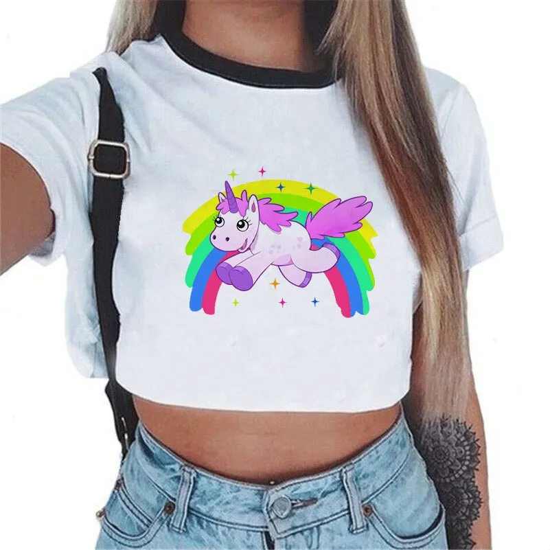 VenusFox Sexy Rainbow Unicorn Crop Top