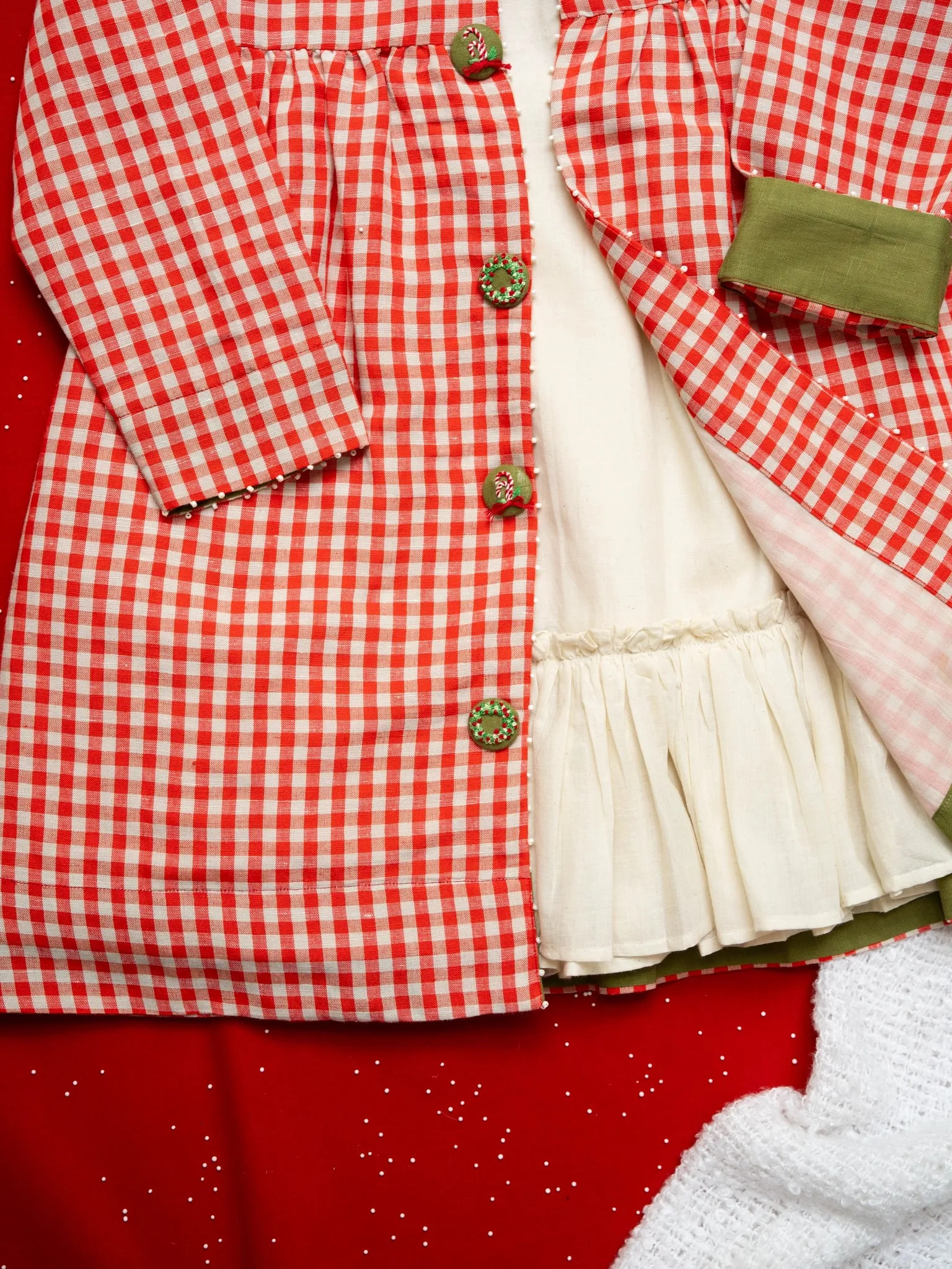 Winterberry Jacket Dress | Red and White | Cotton